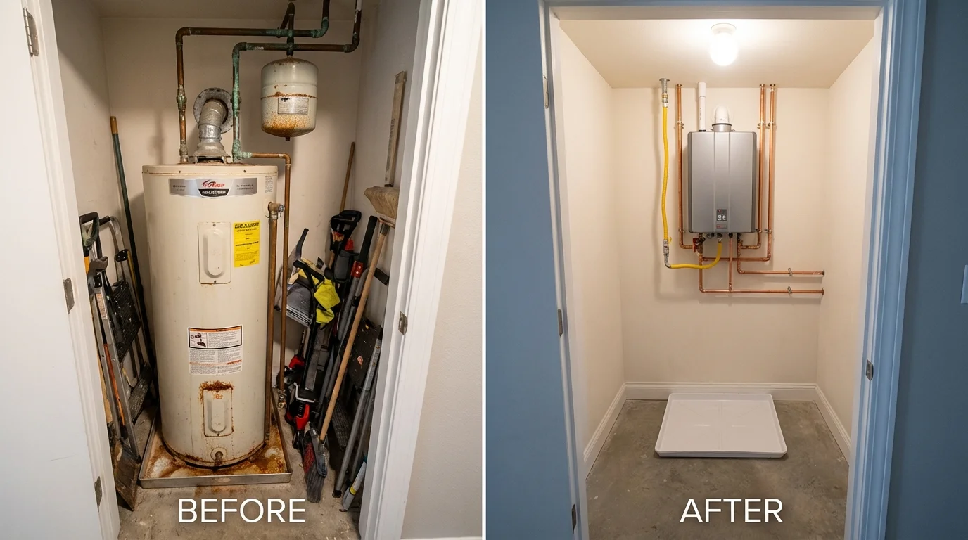 Tank water heater versus wall-mounted tankless unit comparison for Greenwood, LA homeowners